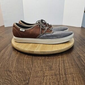 Vans TB4R OTW Sneakers Mens Size 11 Brown Leather Gray Canvas Ultra Cush Skate